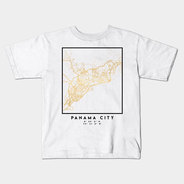 PANAMA CITY STREET MAP ART Kids T-Shirt by deificusArt